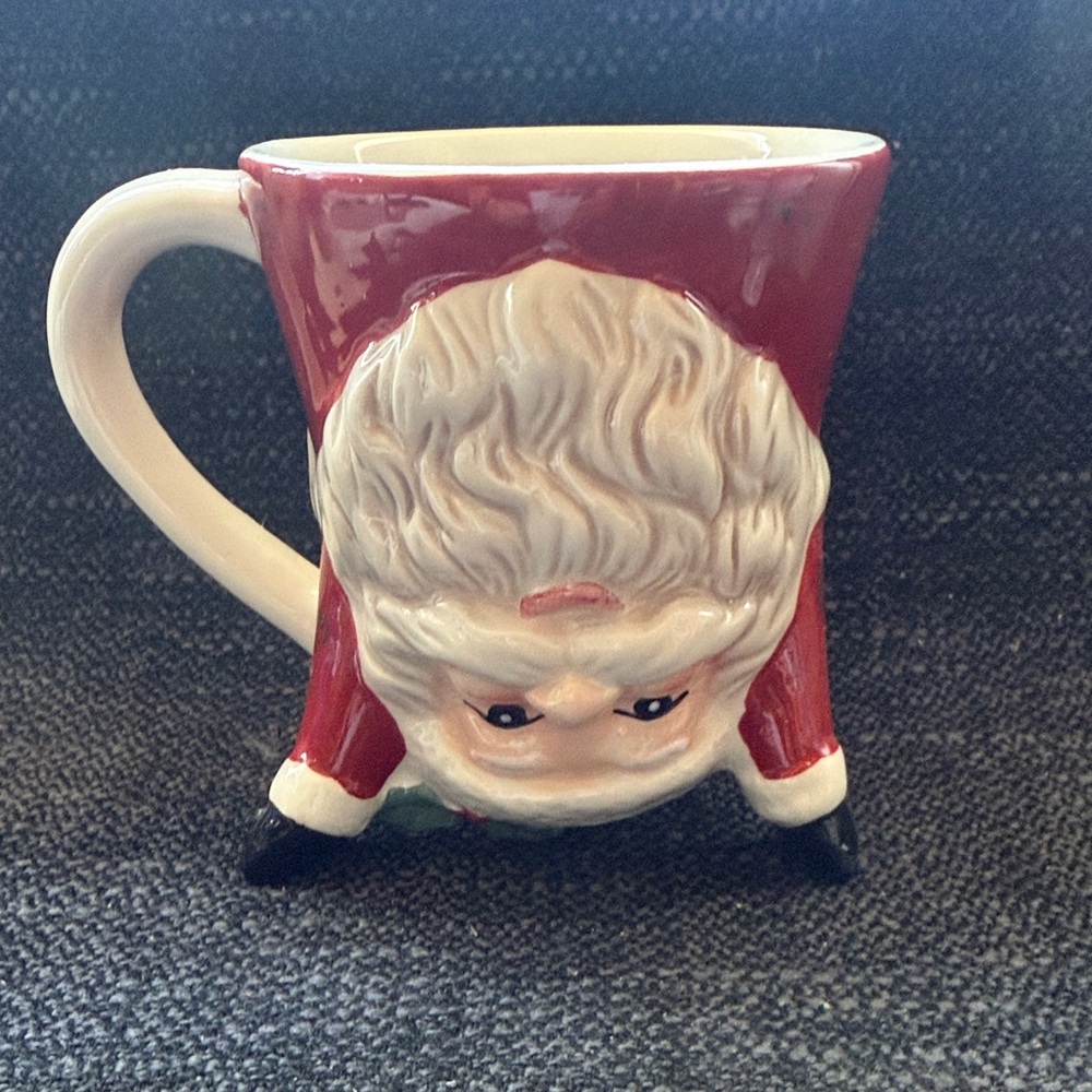 Upside down Santa Claus Red and White Ceramic Mug